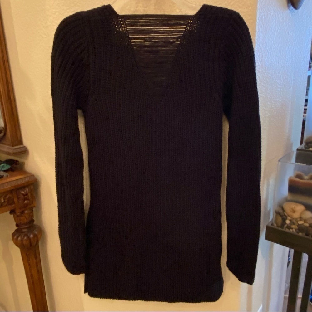 ARO Women Black Distressed Effect Knit Sweater Size Small - Picture 8 of 9